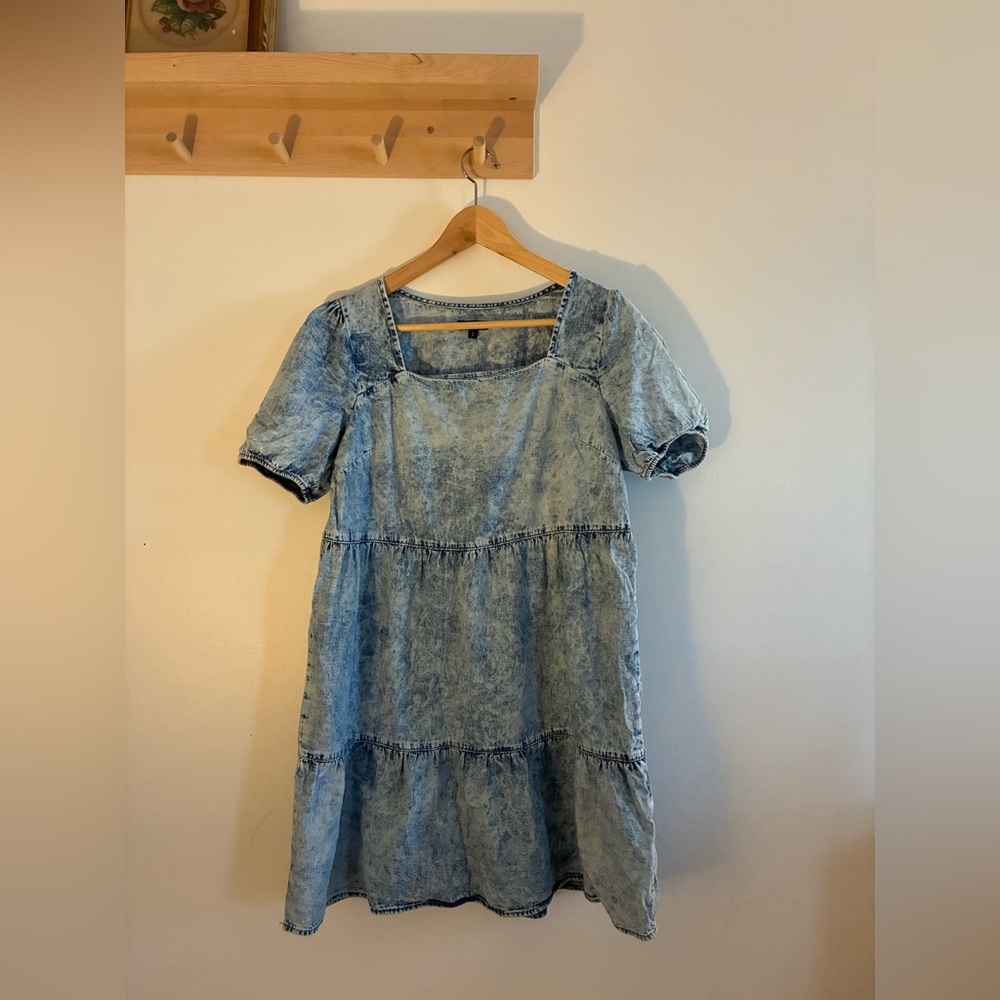 Reitmans Light Blue Acid-Wash Midi Dress